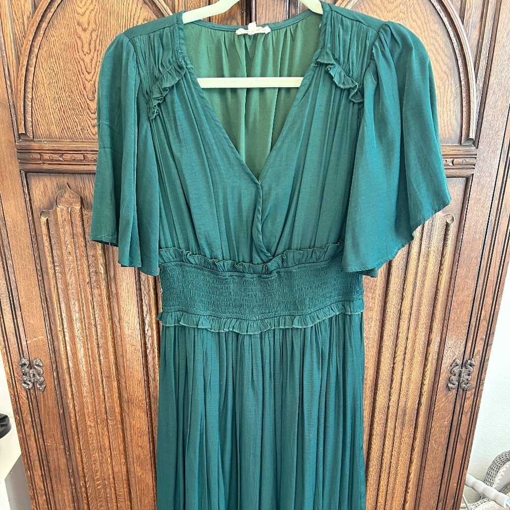 deep green midi dress